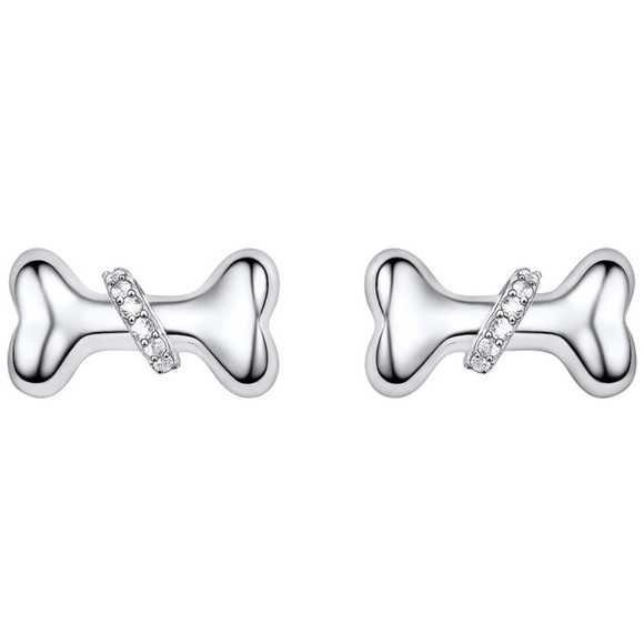 925 Sterling Diamonds Dog Bone Earrings